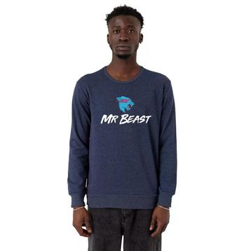 Tshirthane P22843S337 Mr Beast İndigo 2ip Erkek Sweatshirt