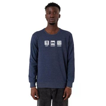 Tshirthane P24259S1855 Eat Sleep Anime İndigo 2ip Erkek Sweatshirt