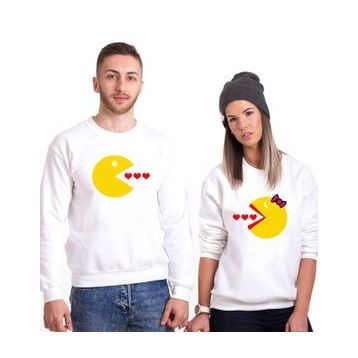 Tshirthane Pacman Kalp 2'li Sevgili Sweatshirt
