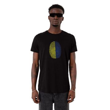 Tshirthane Parmak İzi Sarı Lacivert Siyah Erkek T-shirt