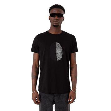 Tshirthane Parmak İzi Siyah Beyaz Siyah Erkek T-shirt