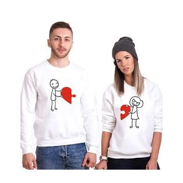 Tshirthane Puzzle Heart 2'li Sevgili T-shirt