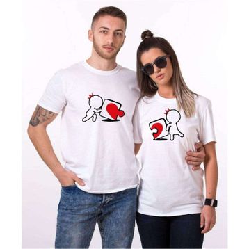 Tshirthane Puzzle Heart 2'li Sevgili T-shirt