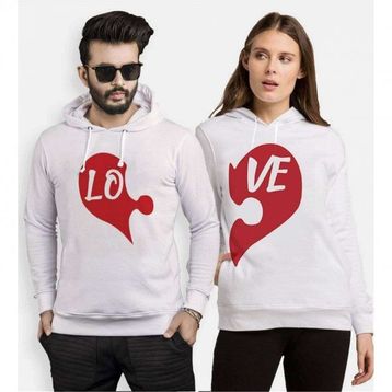 Tshirthane Puzzle Kalp Lo ve Sevgili Kombinleri Kapüşonlu Kombini
