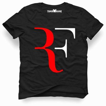 Tshirthane Roger Federer Rf Siyah Erkek T-shirt