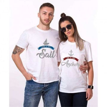 Tshirthane Sail Anchor 2'li Sevgili T-shirt