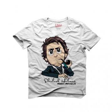 Tshirthane Sherlock Holmes Robert Downey Jr Beyaz Erkek T-shirt