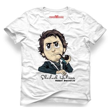 Tshirthane Sherlock Holmes Robert Downey Jr Beyaz Erkek T-shirt