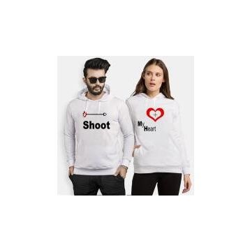 Tshirthane Shoot My Heart 2'li Sevgili Sweatshirt