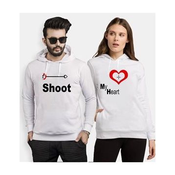 Tshirthane Shoot My Heart 2'li Sevgili Sweatshirt