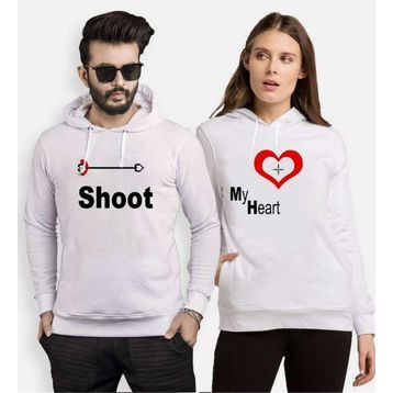 Tshirthane Shoot My Heart 2'li Sevgili Sweatshirt