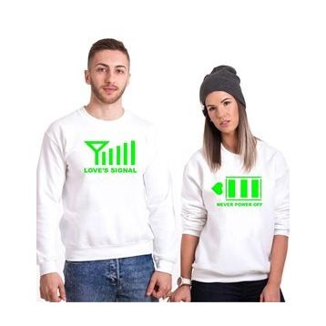 Tshirthane Signal Power Aşkın Gücü 2'li Sevgili Sweatshirt
