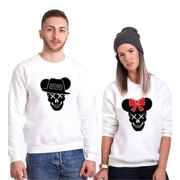 Tshirthane Skull Mause 2'li Sevgili Sweatshirt
