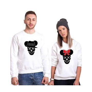 Tshirthane Skull Mause 2'li Sevgili Sweatshirt