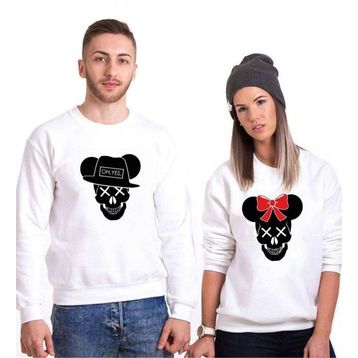Tshirthane Skull Mause 2'li Sevgili Sweatshirt