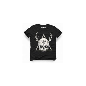 Tshirthane Skull Triangle Geyik Siyah Erkek Tshirt