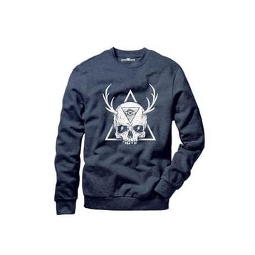 Tshirthane Skull Triangle Geyik Siyah Erkek Tshirt