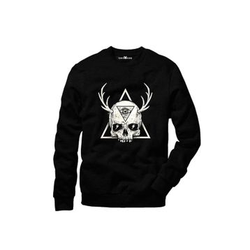 Tshirthane Skull Triangle Geyik Siyah Erkek Tshirt
