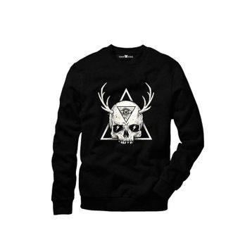 Tshirthane Skull Triangle Geyik Siyah Erkek Tshirt