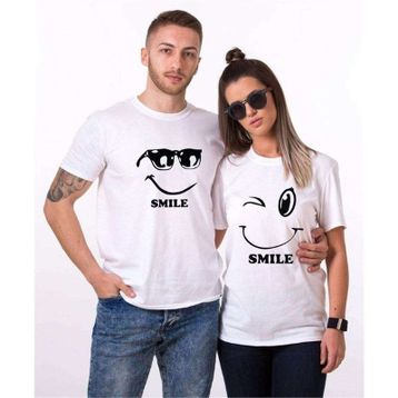 Tshirthane Smile Love 2'li Sevgili T-shirt