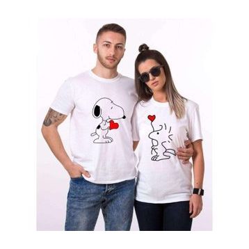 Tshirthane Snoopy Love 2'li Sevgili T-shirt