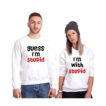 Tshirthane Stupid 2'li Sevgili Sweatshirt