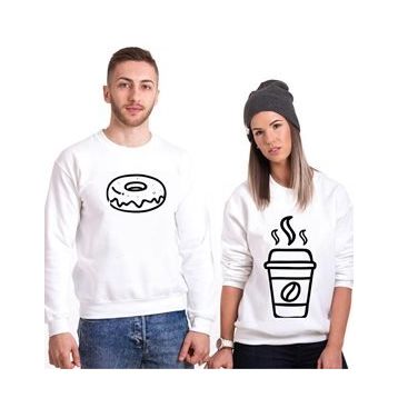 Tshirthane Tatlı Kahve 2'li Sevgili Sweatshirt