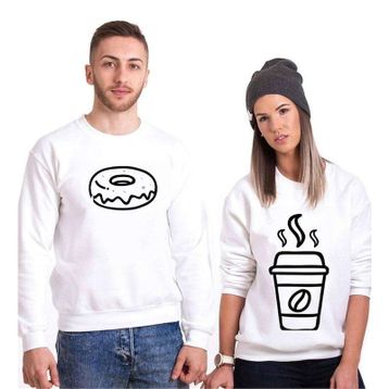 Tshirthane Tatlı Kahve 2'li Sevgili Sweatshirt