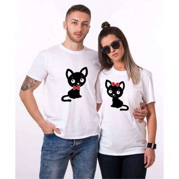 Tshirthane Tatlı Kedicik 2'li Sevgili T-shirt