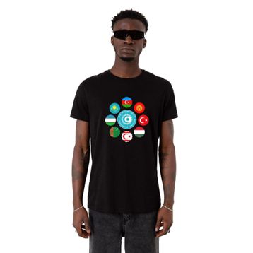 Tshirthane Türk Devletleri Teşkilat Siyah Erkek T-shirt