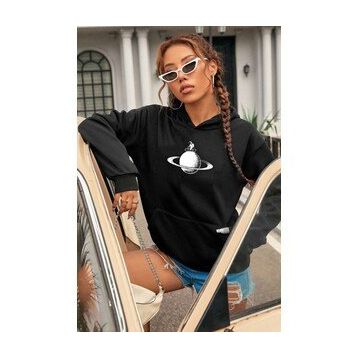 Tshirthane Unisex Astronaut Rides Baskılı Sweatshirt