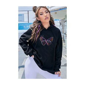 Tshirthane Unisex Butterfly Baskılı Sweatshirt