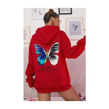 Tshirthane Unisex Butterfly Sırt Baskılı Sweatshirt