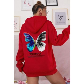 Tshirthane Unisex Butterfly Sırt Baskılı Sweatshirt