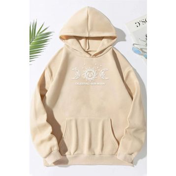 Tshirthane Unisex Celestial Sun Moon Baskılı Sweatshirt