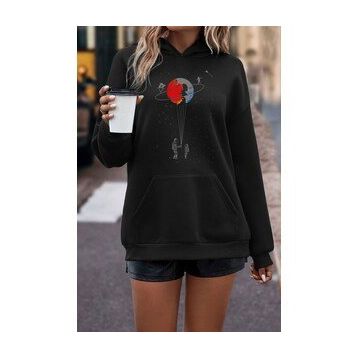 Tshirthane Unisex Evren Temalı Baskılı Sweatshirt