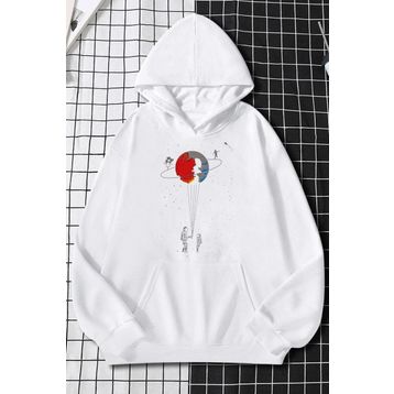 Tshirthane Unisex Evren Temalı Baskılı Sweatshirt