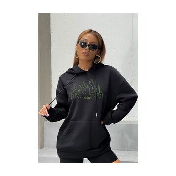 Tshirthane Unisex Green Angel Fire Sweatshirt