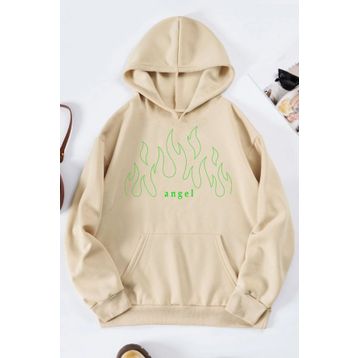 Tshirthane Unisex Green Angel Fire Sweatshirt