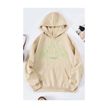 Tshirthane Unisex Green Angel Fire Sweatshirt