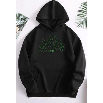Tshirthane Unisex Green Angel Fire Sweatshirt