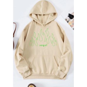 Tshirthane Unisex Green Angel Fire Sweatshirt