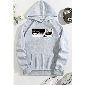 Tshirthane Unisex Ken Kaneki Baskılı Kapüşonlu Sweatshirt