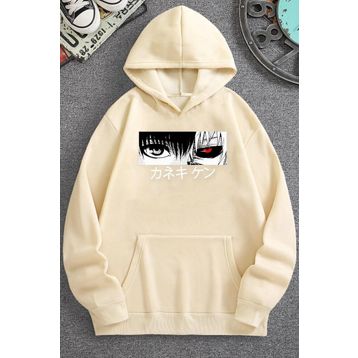 Tshirthane Unisex Ken Kaneki Baskılı Kapüşonlu Sweatshirt