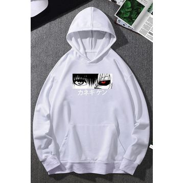 Tshirthane Unisex Ken Kaneki Baskılı Kapüşonlu Sweatshirt