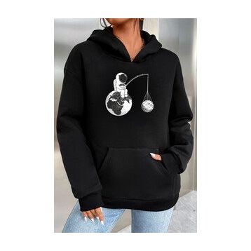 Tshirthane Unisex Uzay Temalı Baskılı Sweatshirt