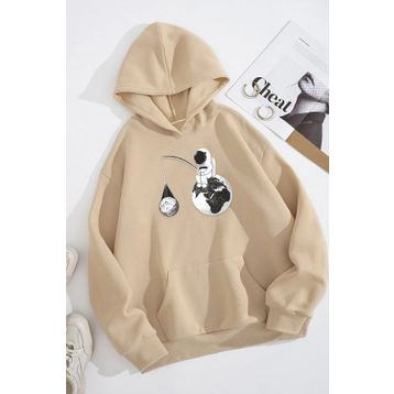 Tshirthane Unisex Uzay Temalı Baskılı Sweatshirt