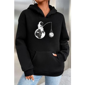 Tshirthane Unisex Uzay Temalı Baskılı Sweatshirt