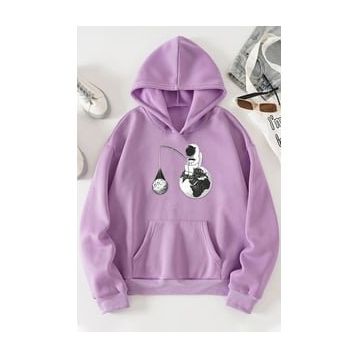 Tshirthane Unisex Uzay Temalı Baskılı Sweatshirt