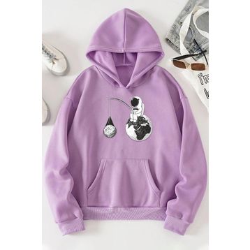 Tshirthane Unisex Uzay Temalı Baskılı Sweatshirt